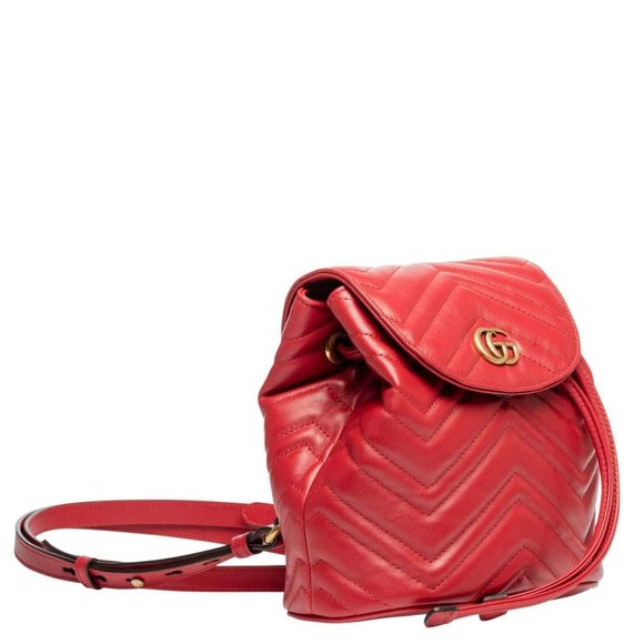Gucci Marmont Quilted Leather Backpack in Red